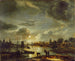 Scène di canale al chiaro di luna - Aert van der Neer — vista dell’opera