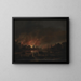 Incendio in un villaggio di notte - Aert van der Neer — quadro incorniciato alla parete