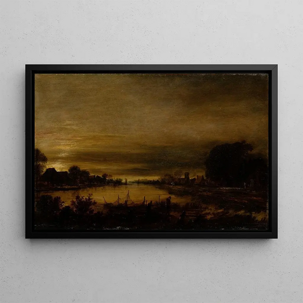Aert van der Neer - Landscape with Canal at Dusk.webp
