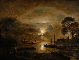 Aert van der Neer - Moonlight at a Dutch River.webp