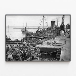 Affiche Debarquement Normandie - Embarquement des troupes à Cherbourg - Seconde guerre mondiale