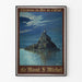 Poster Mont-Saint-Michel vintage – Vista notturna al chiaro di luna