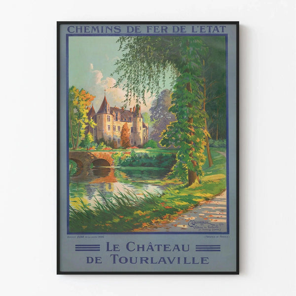 Affiche Tourlaville vintage – Le château au bord de l’eau