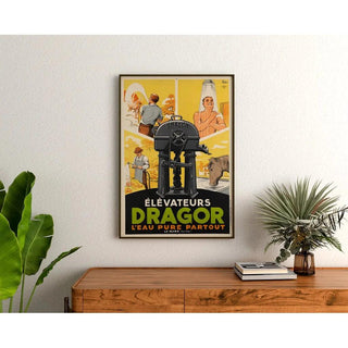 Affiche publicitaire vintage - Élévateurs Dragor