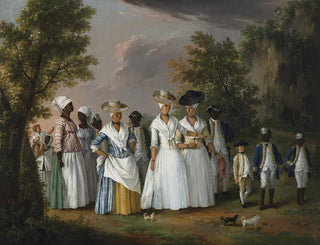 Frauen of Farbe mit ihren Kindern und Dienern in einer Landschaft - Agostino Brunias — Ansicht des Kunstwerks