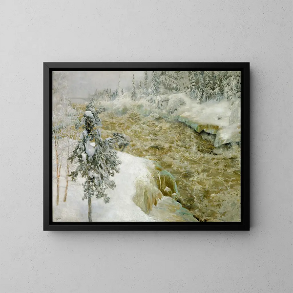 Chutes d'Imatra sous la neige en hiver - Akseli Gallen-Kallela — gerahmtes Bild an der Wand