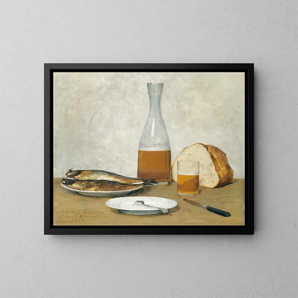 Stillleben mit Heringen - Albert Anker — gerahmtes Bild an der Wand