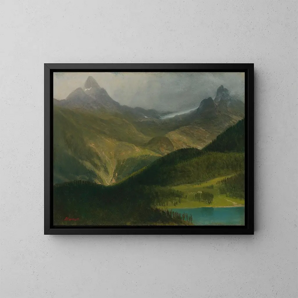 Berglandschaft - Albert Bierstadt — gerahmtes Bild an der Wand