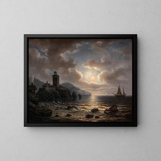 Albert De Marees - Coast At Night With Lighthouse.webp