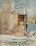 Eine Frau in einem Boot am Kai - Albert Edelfelt — Ansicht des Kunstwerks