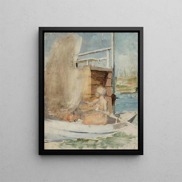 Albert Edelfelt - A Woman In A Boat At The Pier.webp