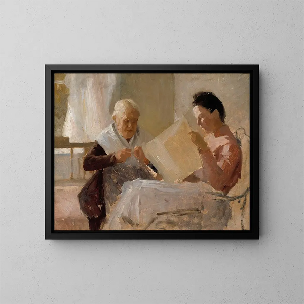 Annie Edelfelt mit Fredrika Snygg - Albert Edelfelt — gerahmtes Bild an der Wand