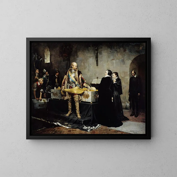 Il duca Karl insultando il corpo di Klaus Fleming - Albert Edelfelt — quadro incorniciato alla parete