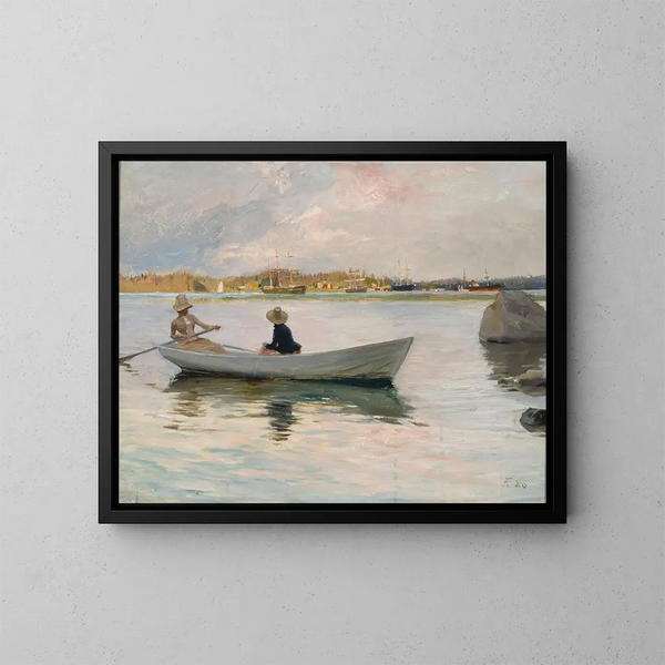 Mädchen in einem Ruderboot - Albert Edelfelt — gerahmtes Bild an der Wand
