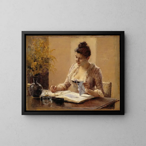 Dame schreibend einen Brief - Albert Edelfelt — gerahmtes Bild an der Wand