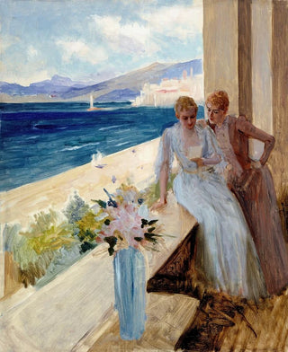 Albert Edelfelt - The Artists Wife And Emilie Von Etter On The Balcony In Cannes.webp