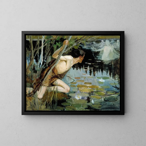 Giovane uomo e una sirena (schizzo) - Albert Edelfelt — quadro incorniciato alla parete
