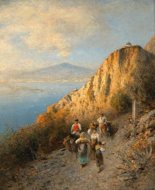 Albert Flamm - Returning Home from the Market with Vesuvius in the Background.webp