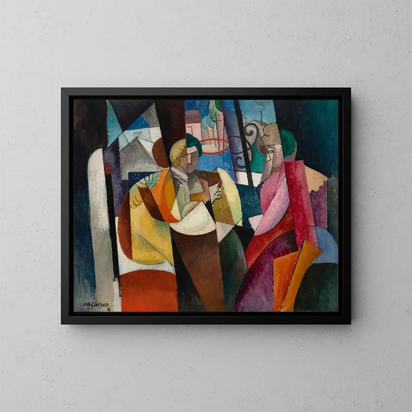 Frauen, die vor einem Fenster sitzen - Albert Gleizes — gerahmtes Bild an der Wand