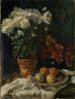 Still life with white chrysanthemums and apples - Albert Lang — artwork view