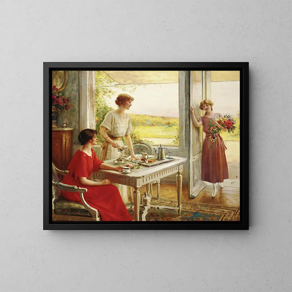 L'heure du thé - Albert Lynch — gerahmtes Bild an der Wand