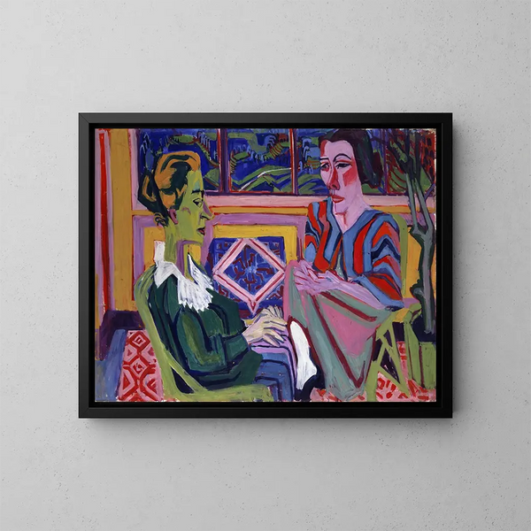 Frau und Tochter - Albert Müller — gerahmtes Bild an der Wand