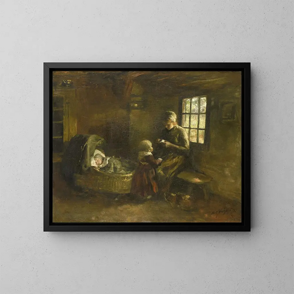 Am Kinderbett - Albert Neuhuys — gerahmtes Bild an der Wand