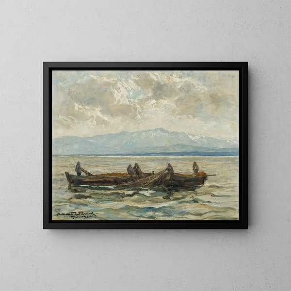 Pêcheur du lac de Constance - Albert Wenk — gerahmtes Bild an der Wand
