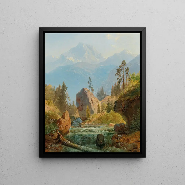 Albert Zimmermann - A Mountain Landscape With Creek.webp