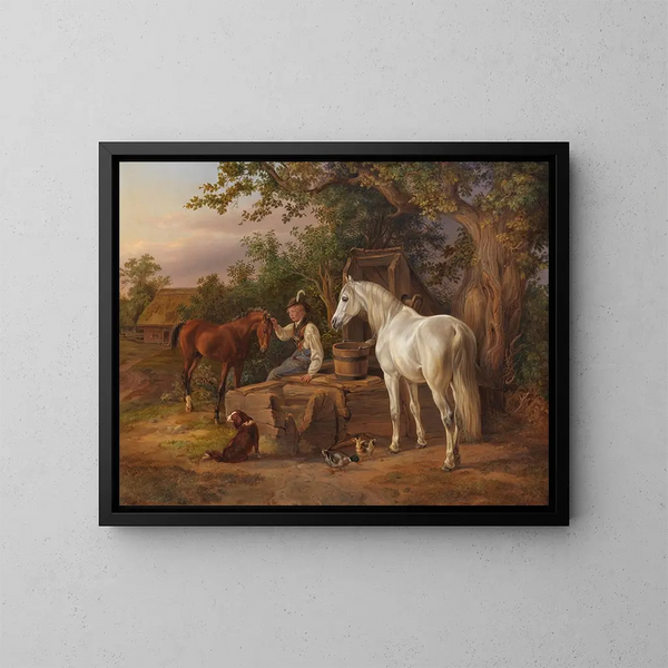 An der Fontaine - Albrecht Adam — gerahmtes Bild an der Wand