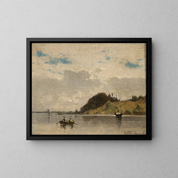 Landschaft am See und Fluss - Aleksander Swieszewski — gerahmtes Bild an der Wand