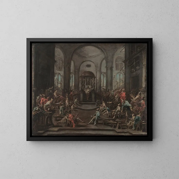 Interno di una sinagoga - Alessandro Magnasco — quadro incorniciato alla parete