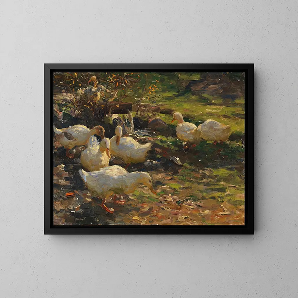 Anatra sul bordo dell'acqua - Alexander Koester — quadro incorniciato alla parete