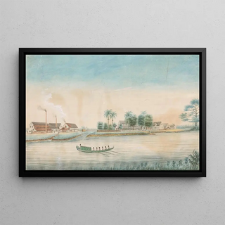 Alexander Ludwich Brockmann - Gezicht op de suikerplantage Catharina Sophia vanaf het water.webp
