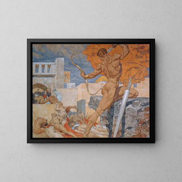 Apollon, der die Pfeile der Pest schleudert - Alexander Rothaug — gerahmtes Bild an der Wand