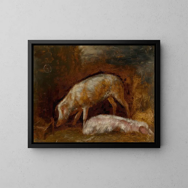 Studie von Schweinen - Alexandre-Gabriel Decamps — gerahmtes Bild an der Wand