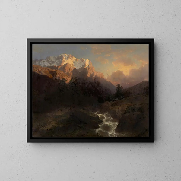 Le Wetterhorn - Alexandre Calame — gerahmtes Bild an der Wand