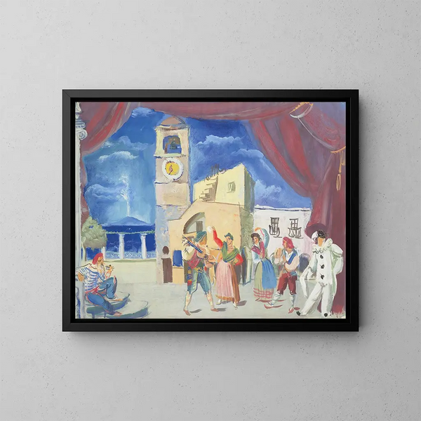 Musiker und Straßen tanzende auf Capri - Alexandre Iacovleff — gerahmtes Bild an der Wand