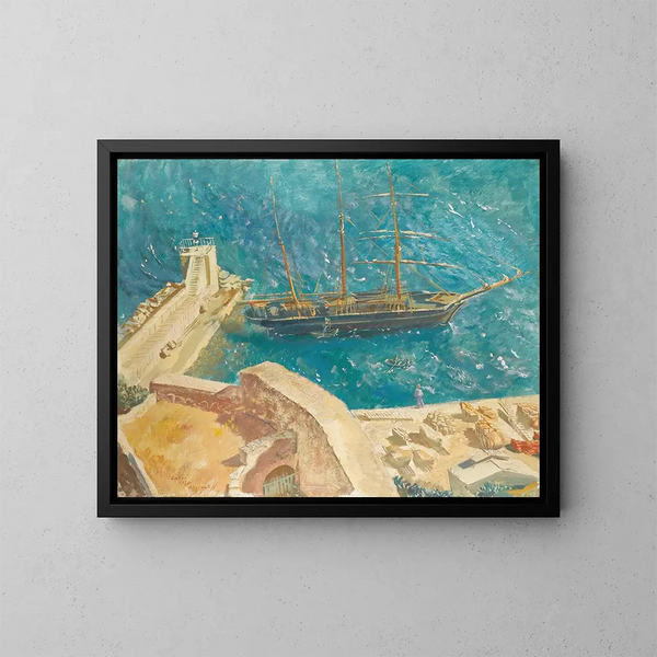 Ansicht des Hafens von Calvi - Alexandre Iacovleff — gerahmtes Bild an der Wand