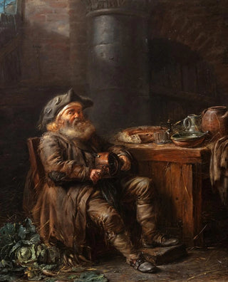 Alexandre Moitte - An old man playing the vielle in an interior.webp