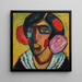 Testa di donna con fiori nei capelli - Alexej von Jawlensky — quadro incorniciato alla parete