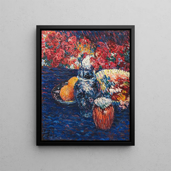Stillleben mit Blumen und Früchten - Alexej von Jawlensky — gerahmtes Bild an der Wand