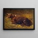 Una mucca sdraiata sul suolo - Alfred Baker — quadro incorniciato alla parete