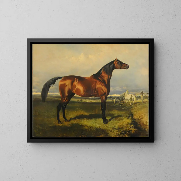 Pferde in Freiheit - Alfred de Dreux — gerahmtes Bild an der Wand