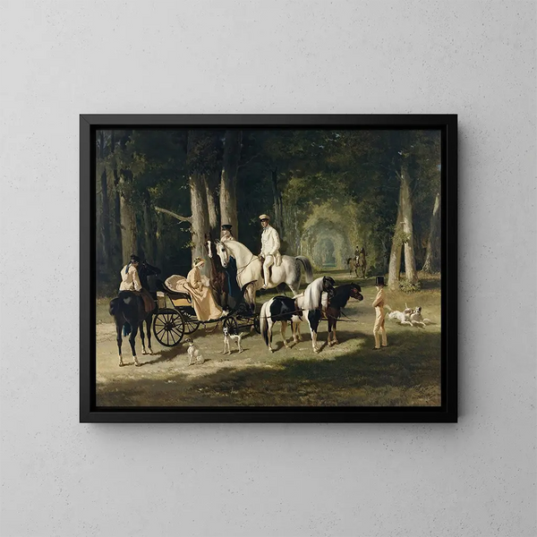 Monsieur und Madame Mosselman und ihre beiden Töchter - Alfred de Dreux — gerahmtes Bild an der Wand