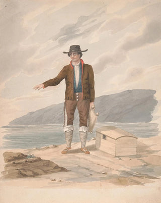 Alfred Diston - Man standing on seashore Hierro.webp