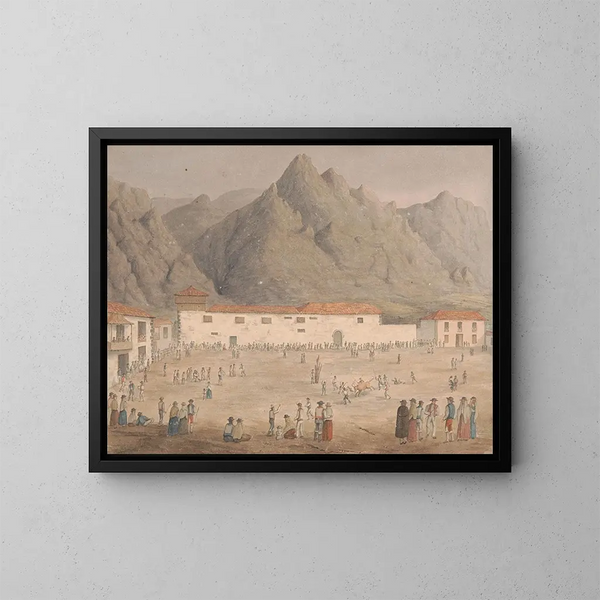 Platz im Dorf Los Silos, Teneriffa - Alfred Diston — gerahmtes Bild an der Wand