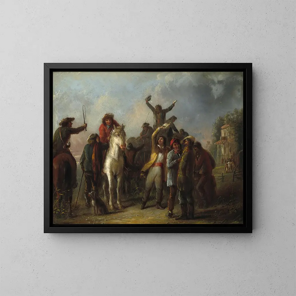 Szene der Wahl in Catonsville, Baltimore County - Alfred Jacob Miller — gerahmtes Bild an der Wand