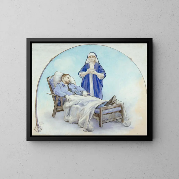 Soldat und Krankenschwestern - Alfred Philippe Roll — gerahmtes Bild an der Wand