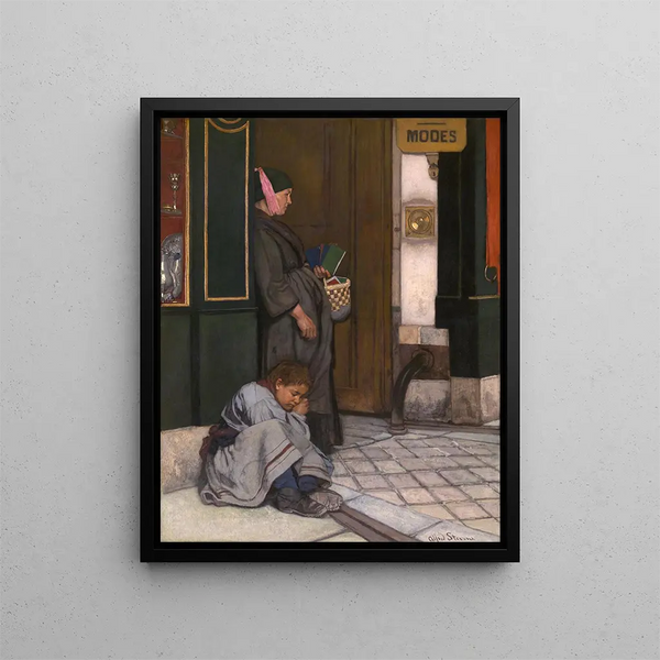 La mendicità tollerata - Alfred Stevens — quadro incorniciato alla parete